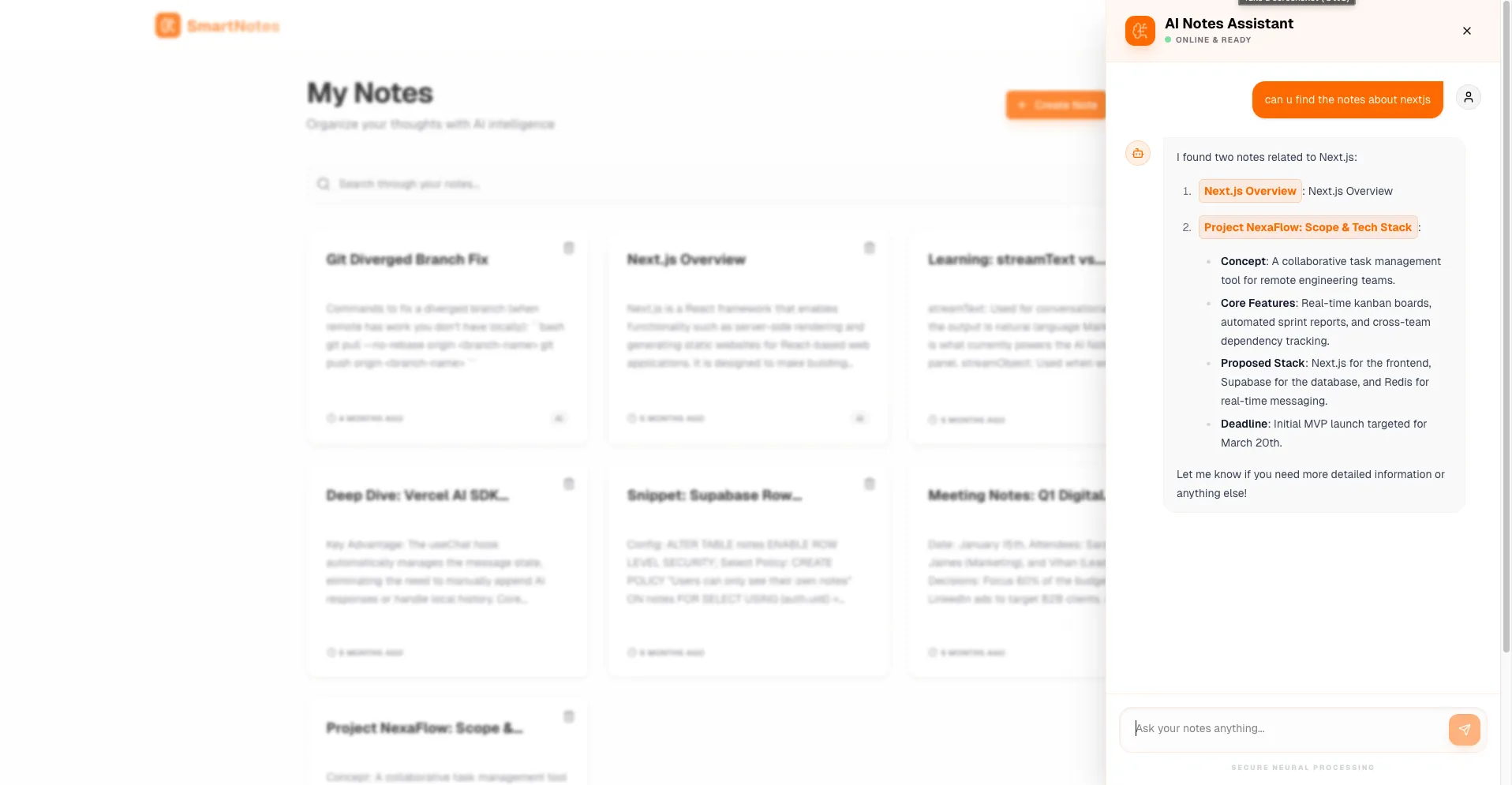 SmartNotes - AI Knowledge Hub with MCP Server